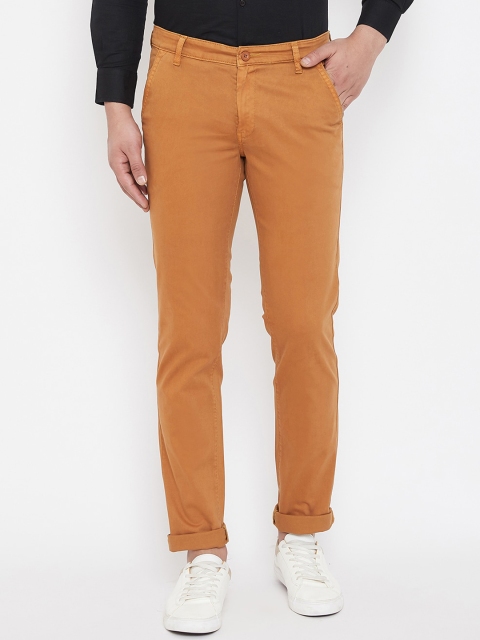 

Canary London Men Khaki Smart Slim Fit Wrinkle Free Cotton Chinos Trousers