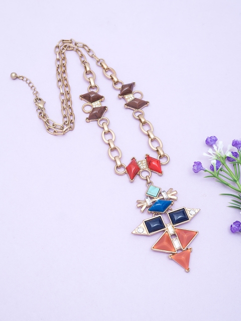 

Golden Peacock Gold-Plated Multicoloured Embellished Necklace, Multi