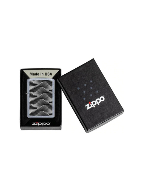 

Zippo Silver-Toned & Black Printed Pocket Lighter
