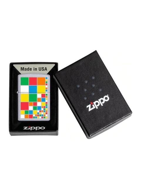 

Zippo Silver-Toned & Blue Printed Pocket Lighter