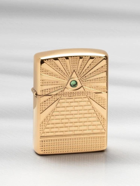 

Zippo Gold Eye of Providence Design Zippo Logo Pocket Lighter in Travel Accessory