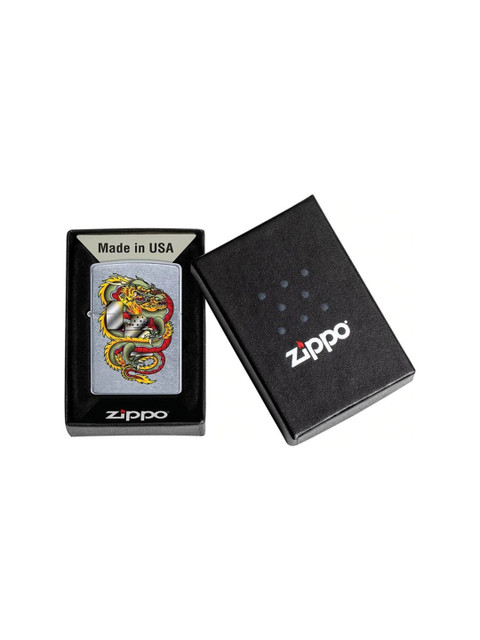 

Zippo Silver-Toned & Yellow Printed Design Street Chrome Pocket Lighter
