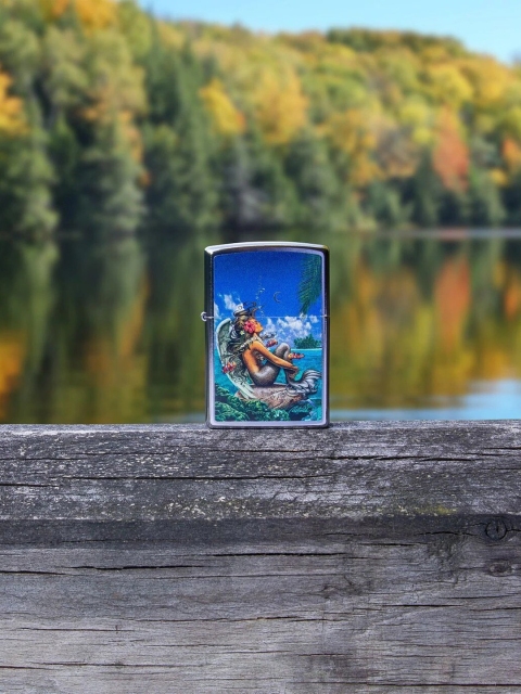 

Zippo Silver-Toned & Blue Printed Rick Rietveld Pocket Lighter