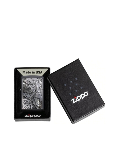 

Zippo Silver-Toned & Black Matte Narasimha Design Pocket Lighter