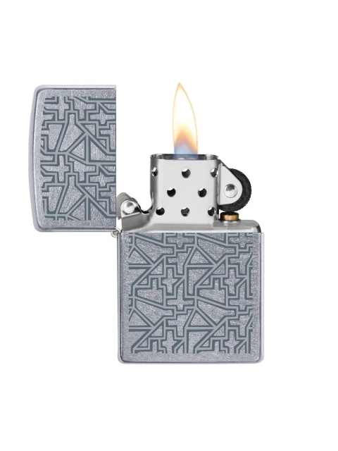 

Zippo Silver-Toned Printed Mosaic Design Street Chrome Pocket Lighter