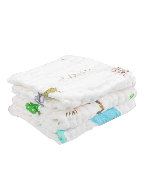 

Moms Home Kids Set Of 3 Printed Organic Cotton Towels, White