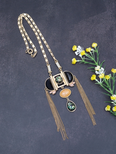 

Golden Peacock Gold-Plated & Black Necklace