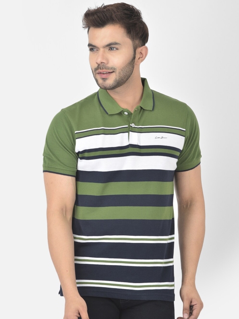 

COBB Men Green & Navy Blue Striped T-shirt