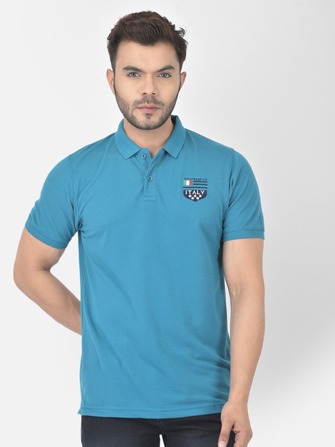 

COBB Men Teal Polo Collar Cotton T-shirt