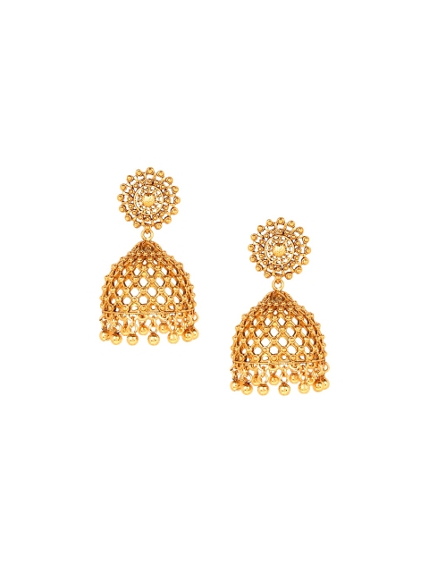 

Adwitiya Collection Gold-Plated Dome Shaped Jhumkas Earrings