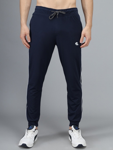 

Gallus Men Navy Blue Regular-Fit Track Pants with Side Striped Detail
