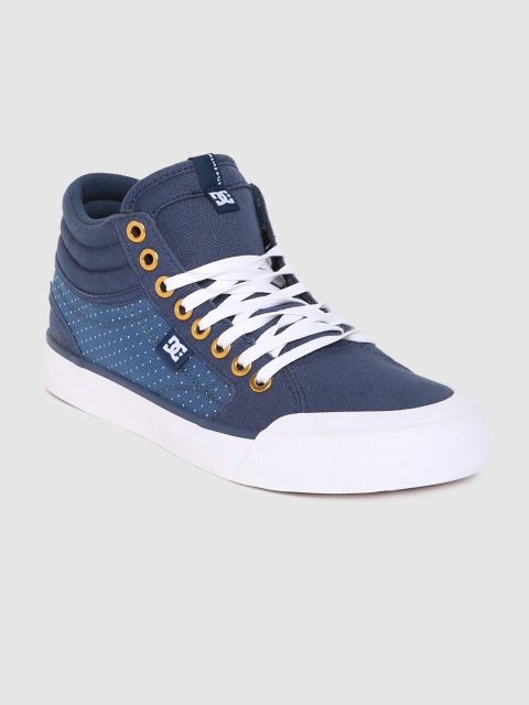 

DC Men Blue Solid Mid-Top Sneakers