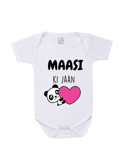 

URBAN STASH Kids White Maasi Love Printed Cotton Bodysuit