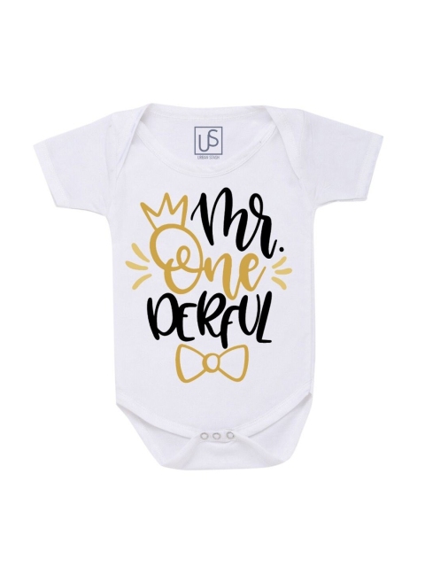 

URBAN STASH Infant Kids White Typography Printed Bodysuit