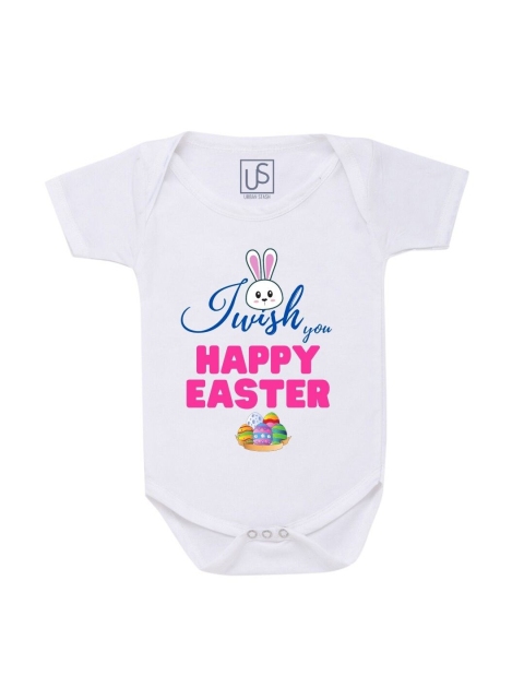 

URBAN STASH Kids White Printed Cotton Rompers