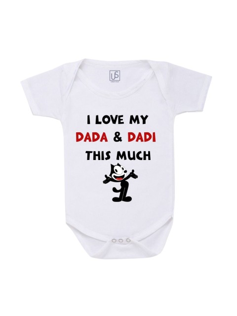 

URBAN STASH Kids White Printed Cotton Bodysuit