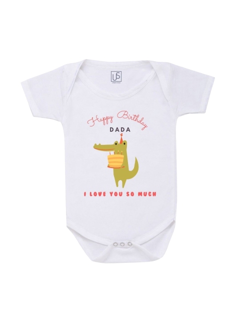 

URBAN STASH Kids White & Red Printed Cotton Bodysuit
