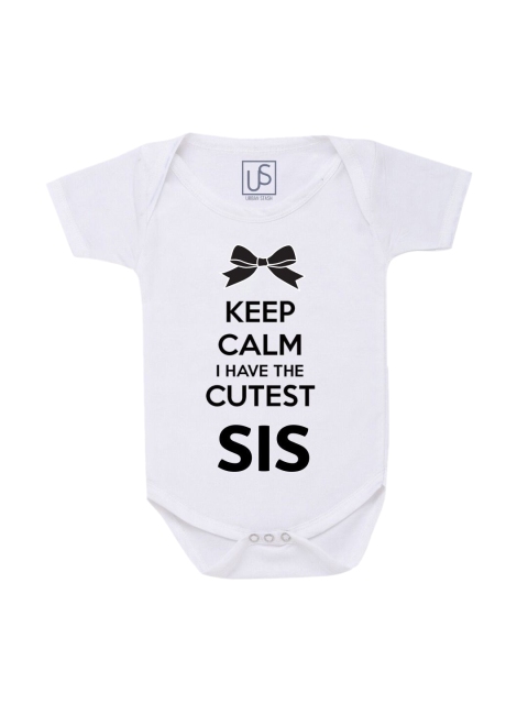 

URBAN STASH Unisex Kids White Printed Cotton Bodysuit