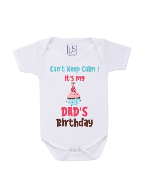 

URBAN STASH Infants White & Pink Typography Printed Cotton Romper