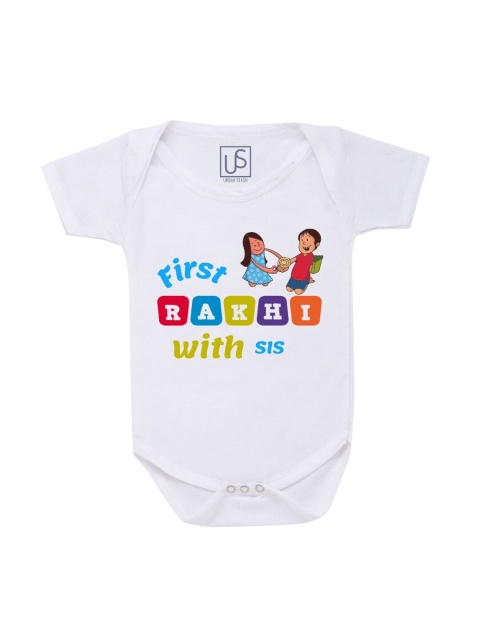 

URBAN STASH Infant Kids White Graphic Printed Bodysuit
