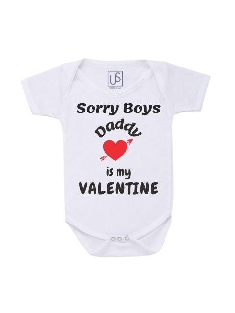 

URBAN STASH Kids White Valentine Day Printed Cotton Bodysuit