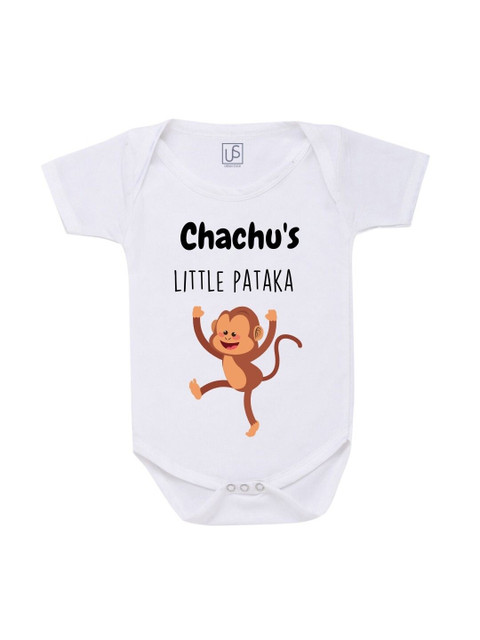 

URBAN STASH Kids White & Red Printed Cotton Bodysuit