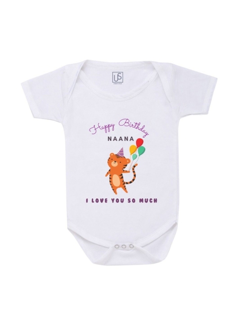 

URBAN STASH Unisex Kids White Printed Cotton Rompers