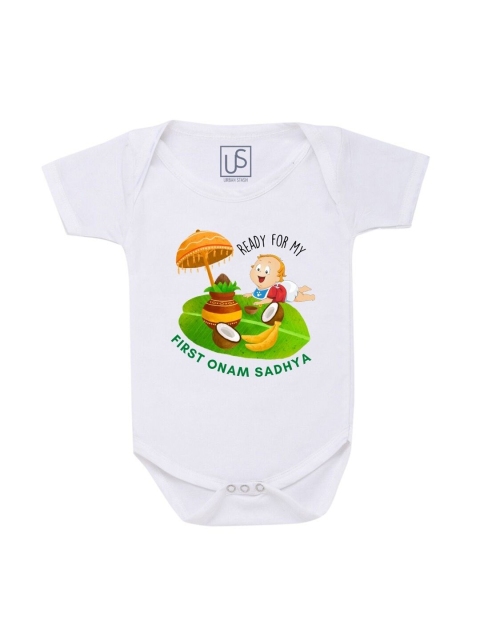 

URBAN STASH Unisex Kids White Cotton Rompers