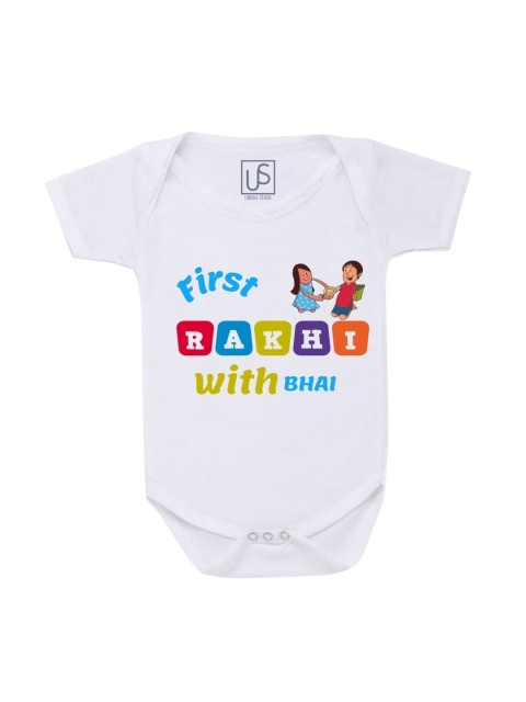 

URBAN STASH Infant Kids White Typography Printed Bodysuit