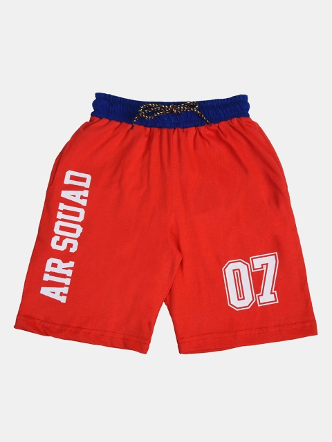 

Fabshio Boys Orange Typography Printed High-Rise Shorts