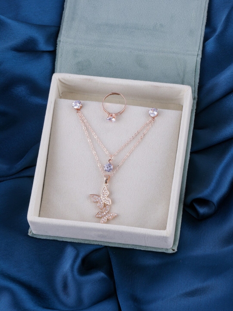 

Brandsoon Rose Gold-Plated Diamond Jewellery Set