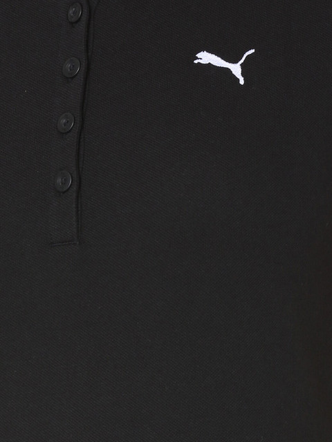

Puma Women Black Polo Collar Regular Fit Essentials Cotton T-shirt