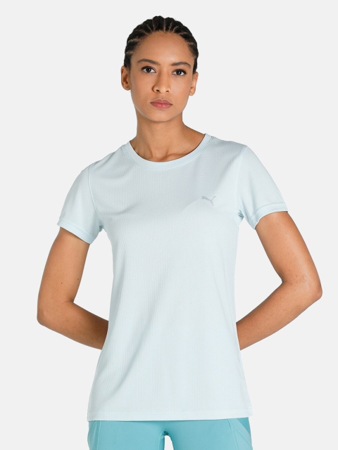 

Puma Women Blue Regular Fit Training or Gym T-shirt