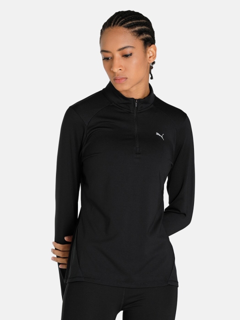 

Puma Women Black Solid 5K Knit Half-Zip Running Top