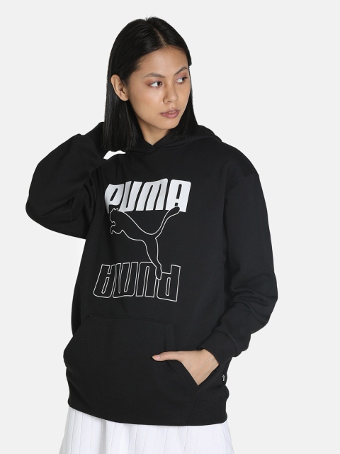 

Puma Women Black Printed Hooded Sweatshirt