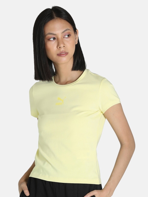 

Puma Women Yellow Solid Slim Fit T-shirt