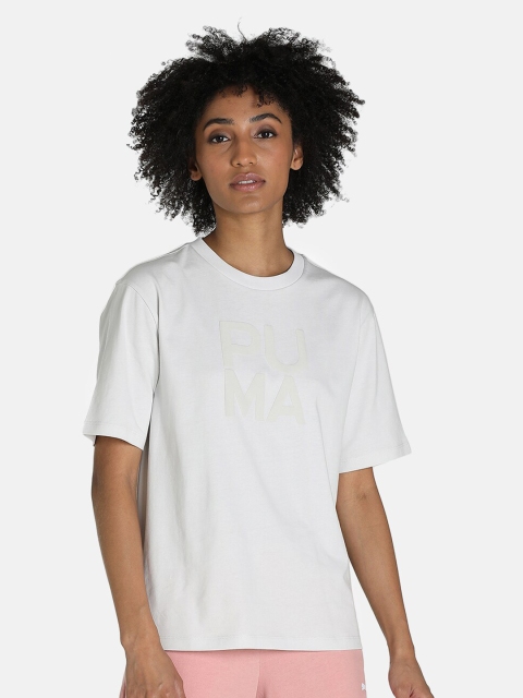 

Puma Women Grey Cotton Relaxed Fit T-shirt
