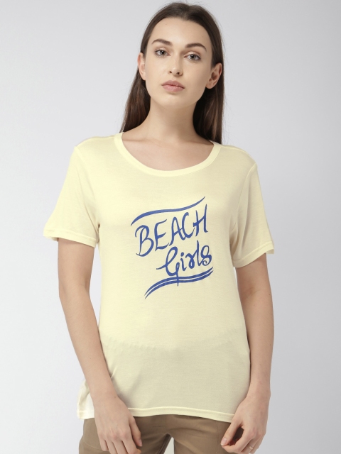 

Mast & Harbour Women Cream-Coloured Printed Round Neck T-shirt