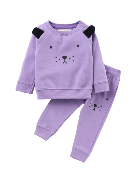 

TONYBOY Boys Purple & Black Printed Pure Cotton Night suit