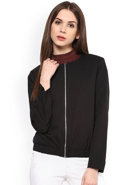 

Harpa Women Black Solid Bomber Jacket