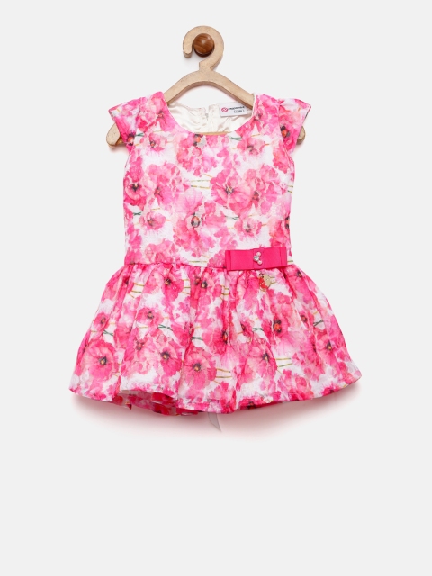 

Peppermint Girls Pink Lace Floral Print Fit & Flare Dress
