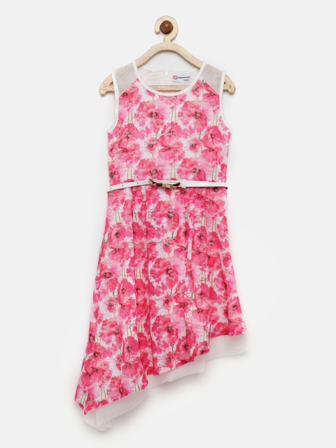 

Peppermint Girls Pink & White Floral Print A-Line Dress