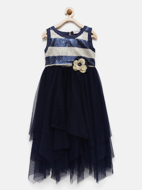 

Peppermint Girls Navy Sequinned Fit & Flare Dress, Navy blue