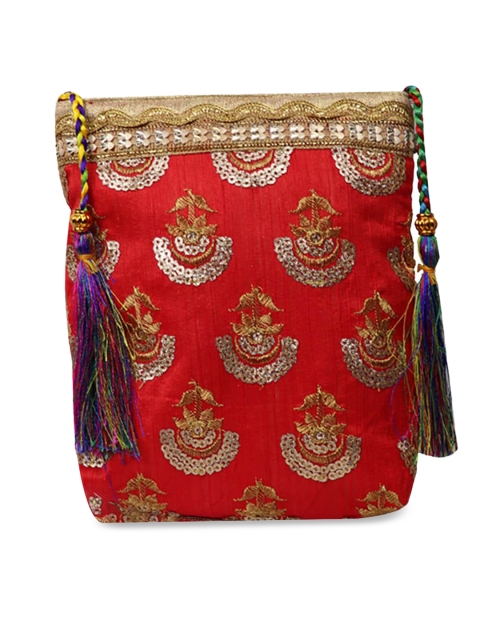 

LELYS Red Embellished Shopper Sling Bag