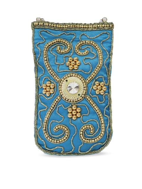 

LELYS Blue Textured Bucket Sling Bag with Tasselled