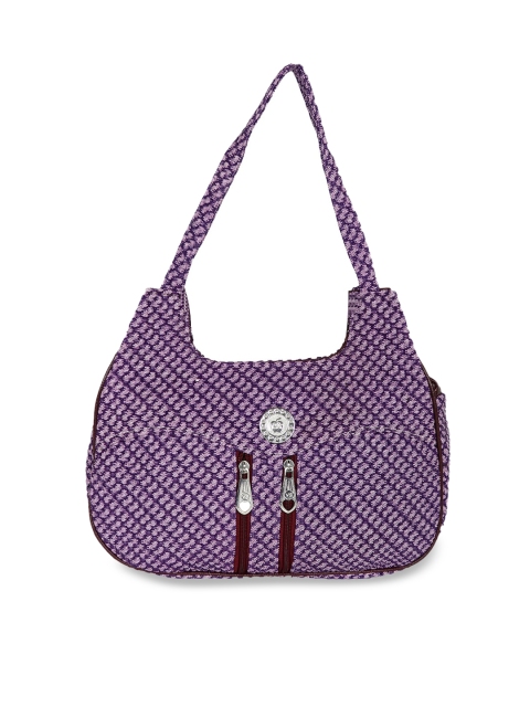 

LELYS Purple Checked Structured Shoulder Bag with Tasselled