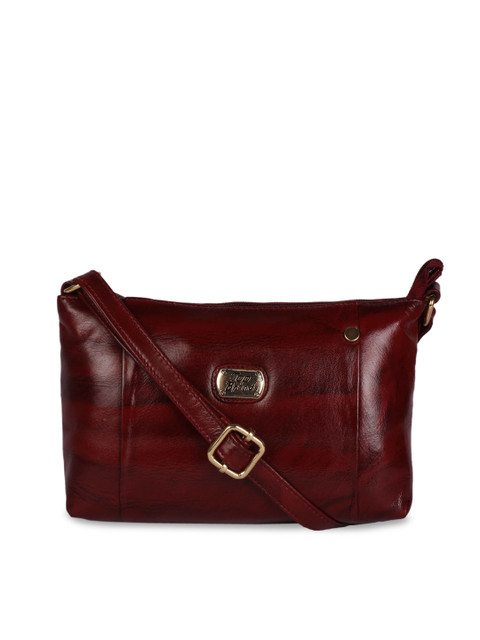 

LELYS Maroon Leather Structured Sling Bag