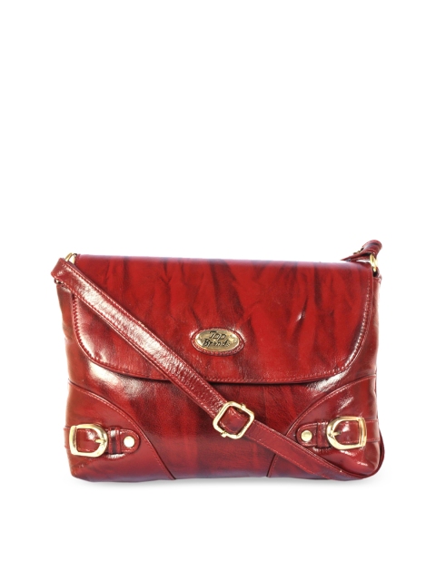 

LELYS Maroon Leather Structured Sling Bag with Quilted