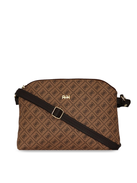 

LELYS Brown Printed Leather Structured Sling Bag with Cut Work