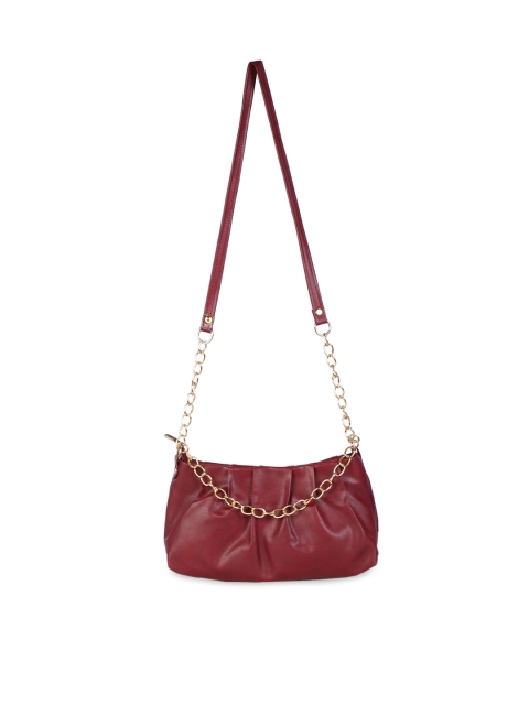 

LELYS Maroon PU Structured Sling Bag with Quilted